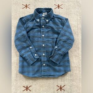 Crewcuts blue buffalo check button-down, size 3T